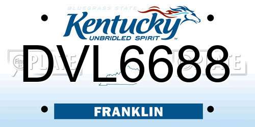 DVL6688 Kentucky License Plate