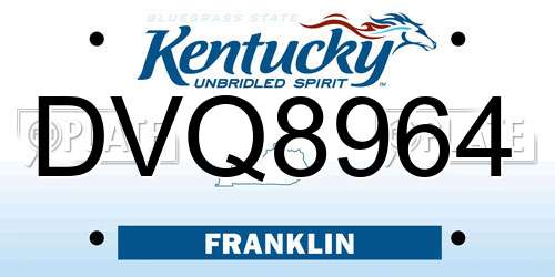 DVQ8964 Kentucky License Plate
