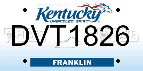 DVT1826 Kentucky License Plate
