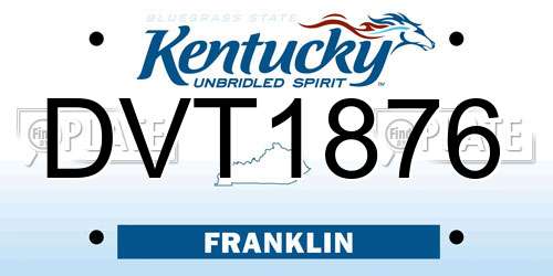 DVT1876 Kentucky License Plate