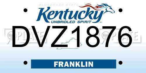 DVZ1876 Kentucky License Plate