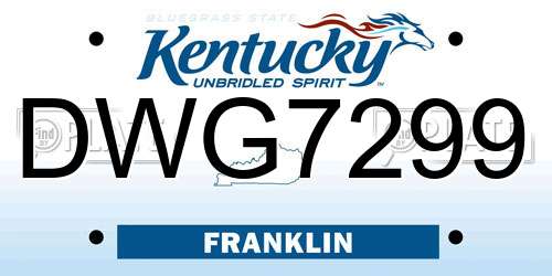DWG7299 Kentucky License Plate