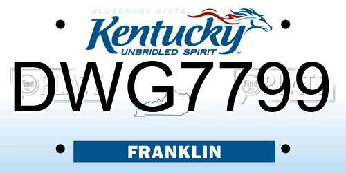 DWG7799 Kentucky License Plate