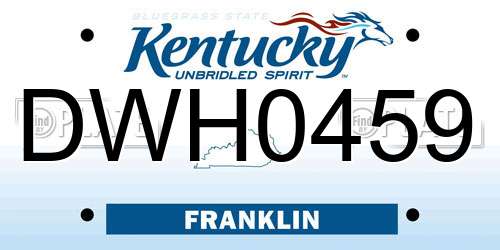 DWH0459 Kentucky License Plate