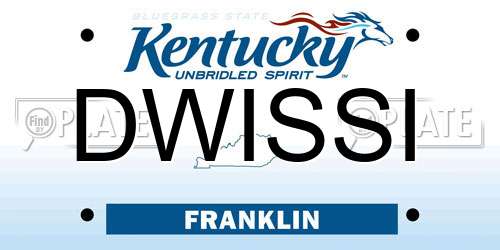 DWISSI Kentucky License Plate