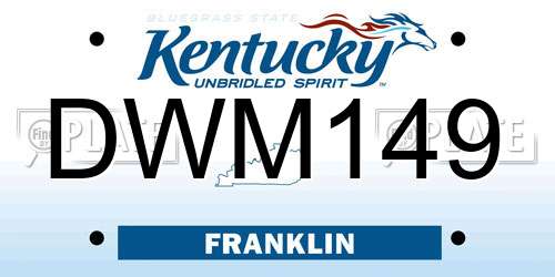 DWM149 Kentucky License Plate
