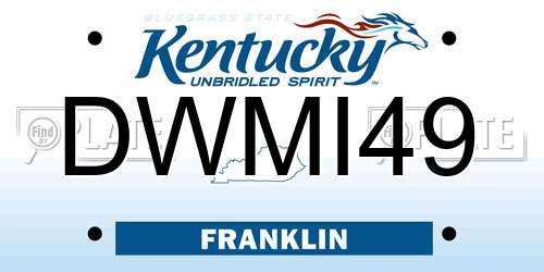 DWMI49 Kentucky License Plate