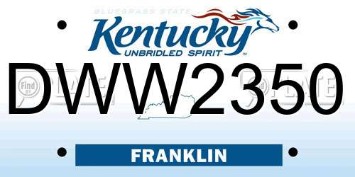DWW2350 Kentucky License Plate