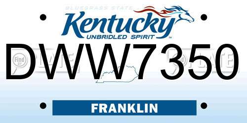 DWW7350 Kentucky License Plate