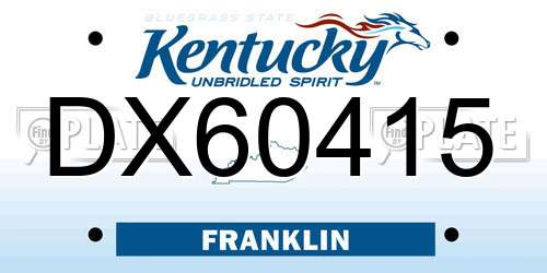 DX60415 Kentucky License Plate