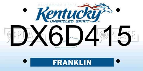 DX6D415 Kentucky License Plate