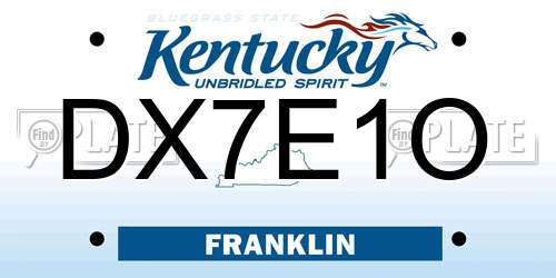 DX7E1O Kentucky License Plate