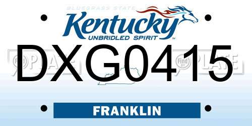 DXG0415 Kentucky License Plate