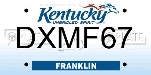 DXMF67 Kentucky License Plate