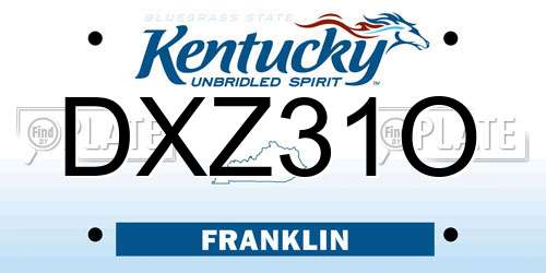 DXZ31O Kentucky License Plate