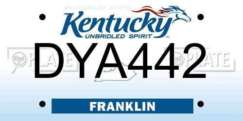 DYA442 Kentucky License Plate