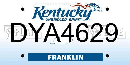 DYA4629 Kentucky License Plate