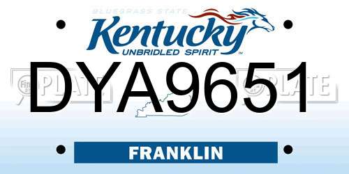 DYA9651 Kentucky License Plate