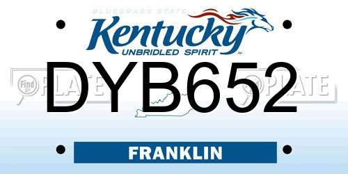 DYB652 Kentucky License Plate