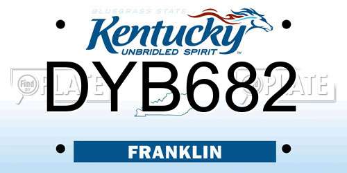 DYB682 Kentucky License Plate