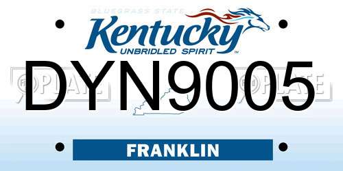 DYN9005 Kentucky License Plate