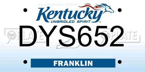 DYS652 Kentucky License Plate