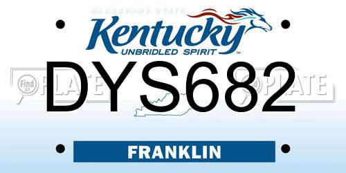 DYS682 Kentucky License Plate