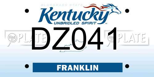 DZ041 Kentucky License Plate