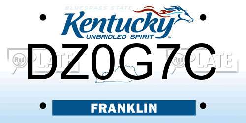 DZ0G7C Kentucky License Plate