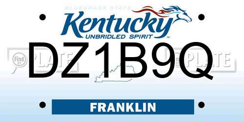 DZ1B9Q Kentucky License Plate