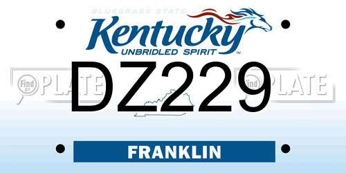 DZ229 Kentucky License Plate