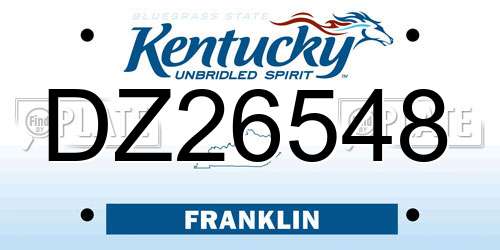 DZ26548 Kentucky License Plate
