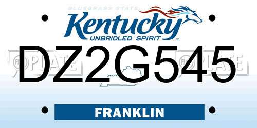 DZ2G545 Kentucky License Plate