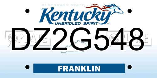 DZ2G548 Kentucky License Plate