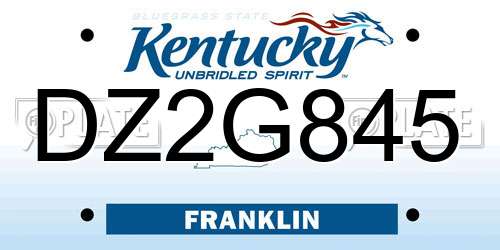 DZ2G845 Kentucky License Plate