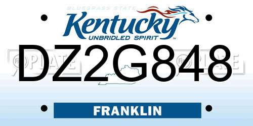 DZ2G848 Kentucky License Plate