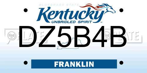DZ5B4B Kentucky License Plate