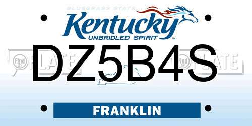 DZ5B4S Kentucky License Plate