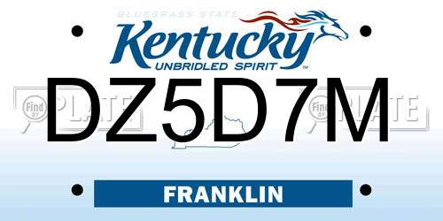 DZ5D7M Kentucky License Plate