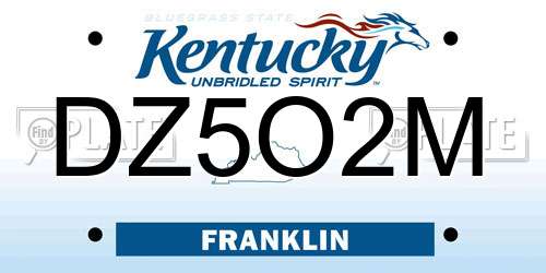 DZ5O2M Kentucky License Plate