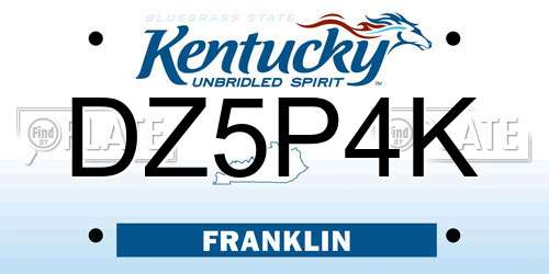 DZ5P4K Kentucky License Plate