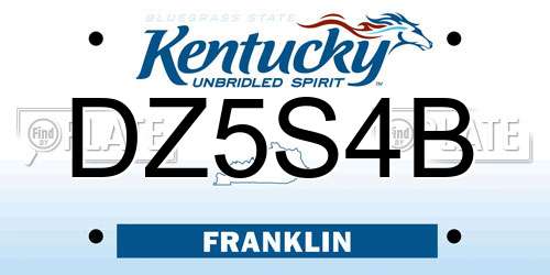 DZ5S4B Kentucky License Plate