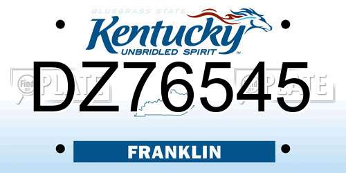 DZ76545 Kentucky License Plate