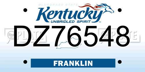 DZ76548 Kentucky License Plate