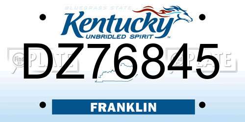 DZ76845 Kentucky License Plate