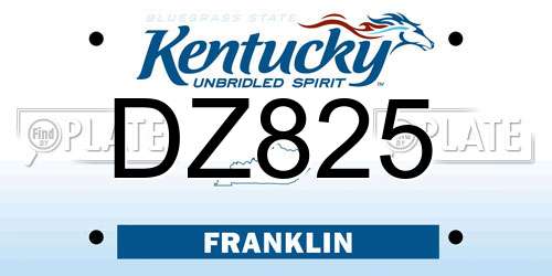 DZ825 Kentucky License Plate