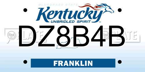 DZ8B4B Kentucky License Plate