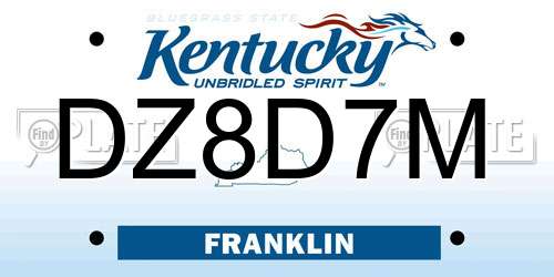 DZ8D7M Kentucky License Plate