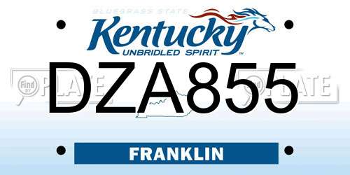 DZA855 Kentucky License Plate