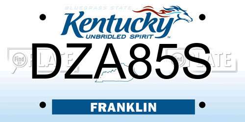 DZA85S Kentucky License Plate